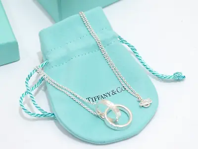 £151.26 • Buy Tiffany & Co. Silver 1837 Medium Interlocking Circles Pendant Necklace 18 
