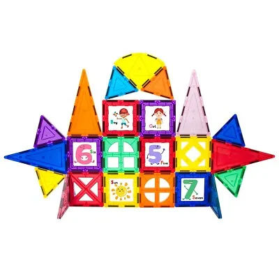 PicassoTiles 42 Piece Magnetic Building Blocks With 32pc Tiles And 10pc Click-in • $14.99