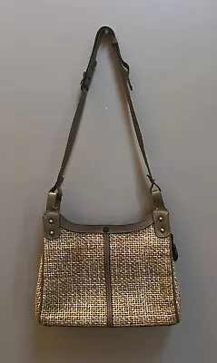 Vintage John Romain Handbag Purse Natural Woven Fiber & Taupe Leather 1970s Bag • $20