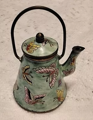 Miniature Empress Arts Enamel Teapot Lots Of Butterflies • $15