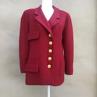 Chanel Vintage Red Tweed Womens Blazer Size EU 42/US 10/12 • $999.99