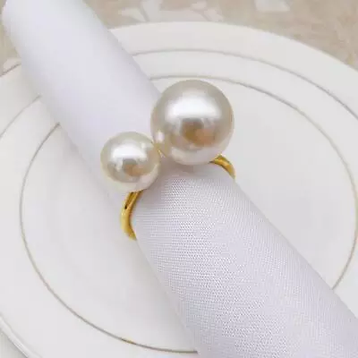 12x Luxury White Pearl Napkin Rings Holders Buckle Wedding Dinner Table *1 • £4.62