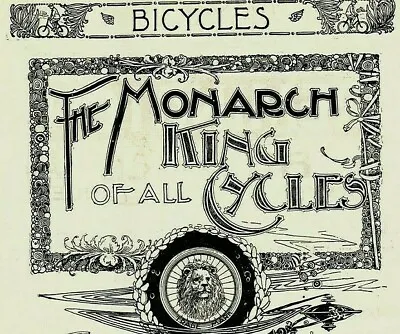 1895 Antique Original BICYCLE Print Monarch TRANSPORTATION Sport PAPER AD 2251 • $19.95