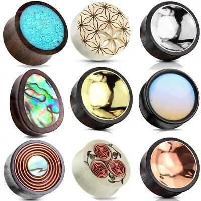 $14.99 • Buy Ear Gauges Stretched Ear Plugs Organic Wood Flesh Tunnels USA Pairs 