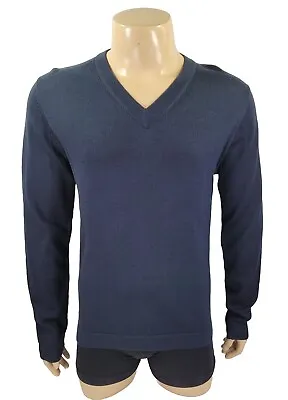 Filipina K Navy Merino Wool V Neck Sweater Men’s Sz M EUC • $35