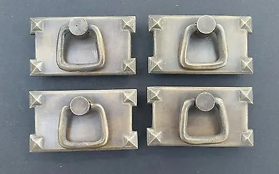 4 Mission Stickley Brass Antique Style Horizontal Handles Ring Pulls #H26 • $29.95