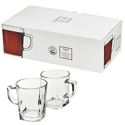 6pcs 270ml Clear Glass Coffee Mug Hot Drink Insulated Latte Tea Cup With Handle • £11.95