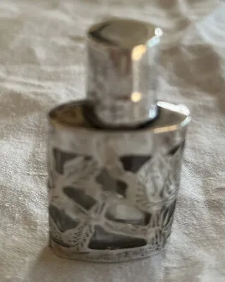 VTG Taxco Miniature Perfume Scent Bottle Sterling Silver Floral Glass Mexico 925 • $15.50