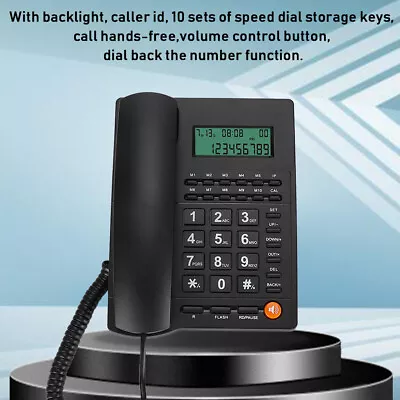 Caller ID Telephone Hands-free Calling Landline Phone For Home Office Hotel • £17.44