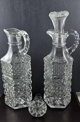 Vintage Cut Glass Cruet Set With Stoppers • $14