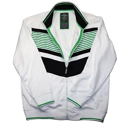 Ecko Unlimited Zip Front Jacket Size Large White Green Black Accents Pockets • $23.44