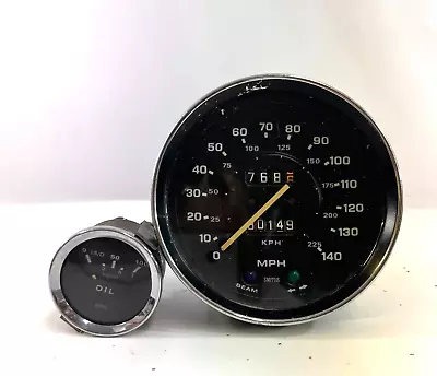 Triumph TR6 Smith's 1120 Speedometer 225 Kmh 140 Mph + Oil Pressure Gauge Vtg • $124.99