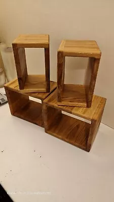 Handmade Oak Cube Shelves Hanging Shelve Solid Oak Wood Set Of 4 Cubes  • £59.99