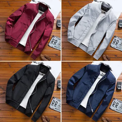 Men Sportswear Thin Fall Casual Lightweight Coat Full-Zip Jacket Spring Overcoat • $16.35