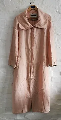 MD Massimo Donna Linen Arty Boho Lagenlook Pastel Pink Long Coat -10/12/14 • £20