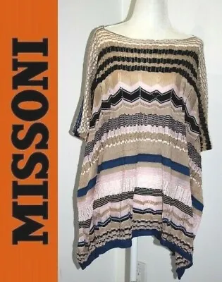 MISSONI Waves Crochet Fine Knit Gold Shimmering OpenSides Poncho Cape S-XXL $350 • $169.99