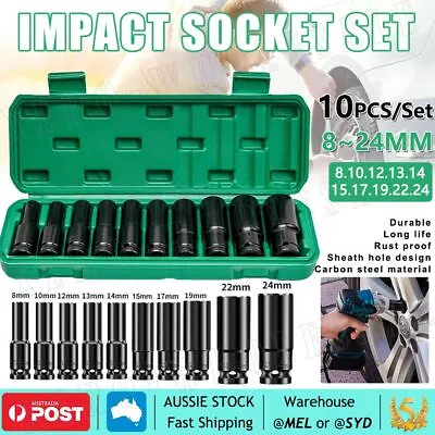 $17.99 • Buy Workshop Tool 10x Impact Sockets Socket Set Metric Garage 1/2  Drive Deep Set AU