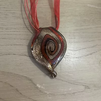 Vintage Venetian Murano Glass Necklace Pendant Swirl 2  Long • $20