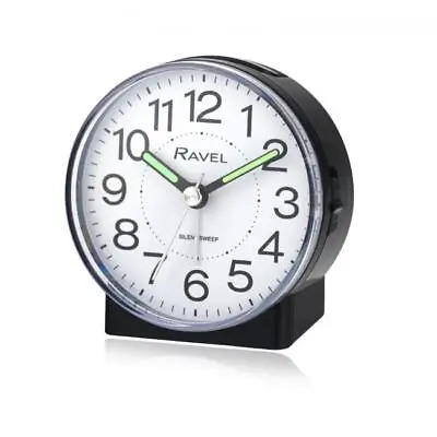 Ravel Round Mid Sized Bedside Quartz Alarm Clock - Black RC039.3 • £18.99