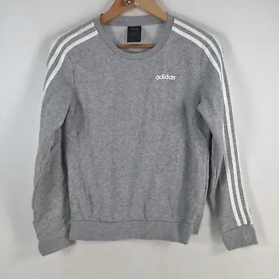 Adidas Womens Jumper Size XS Grey Crew Neck Long Sleeve Striped Cotton 073368 • $29.95
