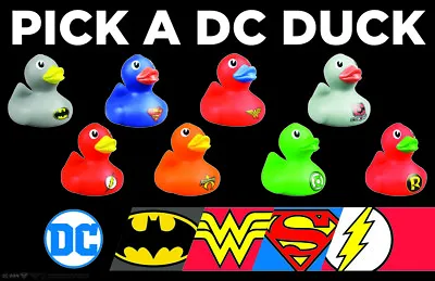 2  Inch DC COMICS Vinyl Rubber Ducks: PICK YOUR OWN 8 Ducks Of FANATICISM!!! • $1.19