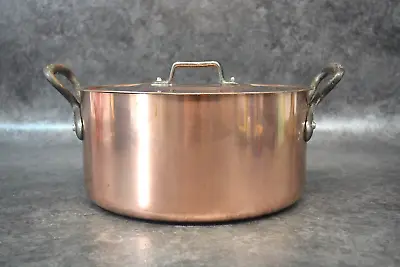 Vintage Copper Stockpot With Lid Made In France Tin Lining 9.3 Inch REF AP173 • $125