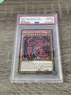 2023 YuGiOh! Speed Duel SGX3-ENG01 Secret Rare PSA 10 Uria Lord Of Searing Flame • $74.99