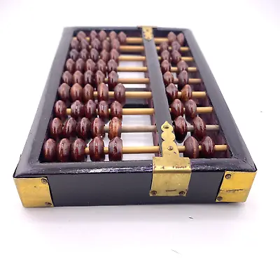 Abacus Rosewood And Brass Lotus Flower Brand 9 Rods 63 Beads • $17.10