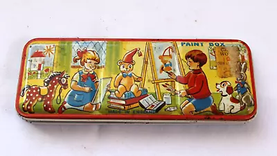 Vintage 1950's Child's Tin Litho Toy Paint Box Watercolor England • $34.99
