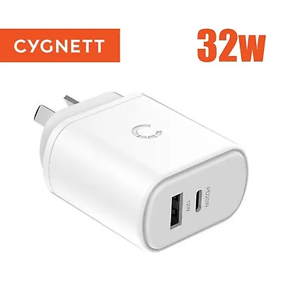 Cygnett PowerPlus 32W USB-C Wall Charger AU - White | Wall Plug | Fast Charging • $9.90