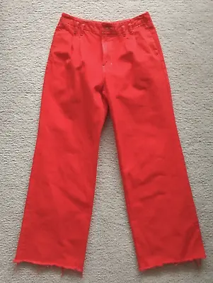 J BRAND Wide Leg Jeans Orange Med. Rise Pants W/tonal Belt Size 27 Cotton Denim • $39