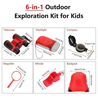 £18.79 • Buy (Red)Binoculars Kids Binoculars Set Outdoor Discovery Set For Children 6pcs