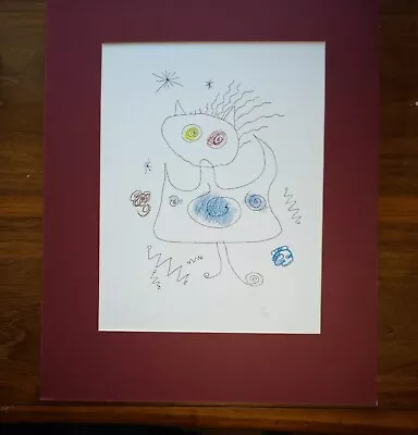 Matted Apres Miro Serigraph Print Artist EJ Gold Surrealism Whimsy  • $115