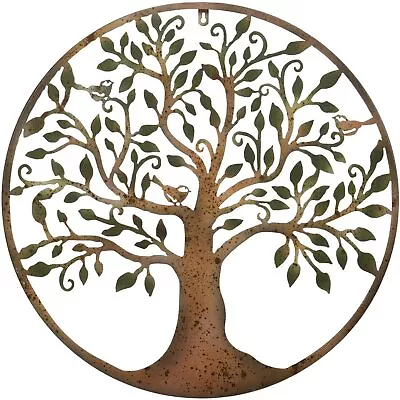 £44.95 • Buy Rustic Tree Of Life Metal Round Wall Art Garden Sculpture Plaque Decor 60cm