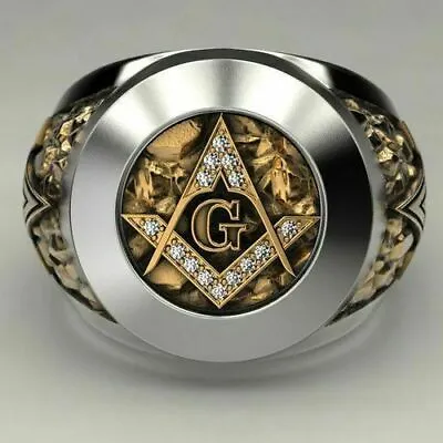 935 Argentium Silver Men's Masonic Biker Man Mason Engagement Gorgeous Ring • $280