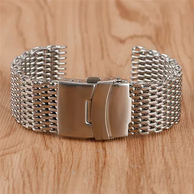 18/20/22mm Silver Stainless Steel Milanese Shark Mesh Watch Band Strap Bracelet • $12.87