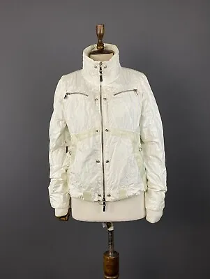 Women RLX RALPH LAUREN BLACK LABEL White Full Zip Multi Pocket Jacket Size L • £71.51