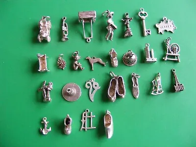 F) Vintage Sterling Silver Charms Charm Slippers Shoe Clog Boot Anchor Dog Car • $21.27