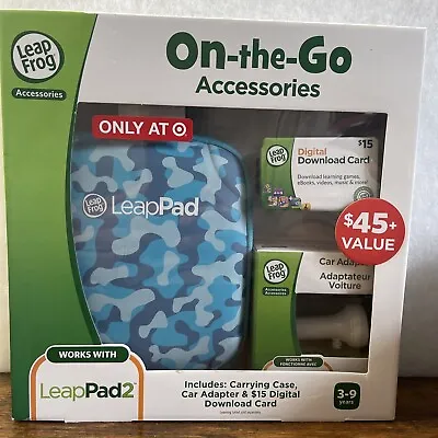 Leap Frog Leap Pad 2 On-The-Go Bundle Camo Blue Carrying Case Car Adaptor • $35.38