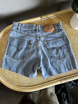 VINTAGE Levis 505 Shorts Mens 31 Blue Denim Red Tab Grunge Destroyed Cut Off 90s • $50