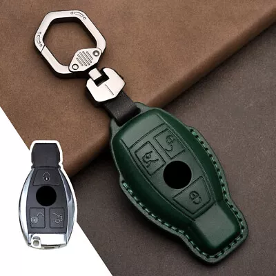 Cowhide Smart Key Case Remote Car Key Fob Holder Chain Bag For Mercedes Benz AMG • $28.50