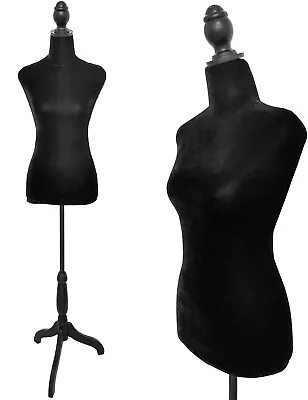 Female Mannequin Torso Dress Clothing Form Display Body With Tripod Stand Black • $31.30