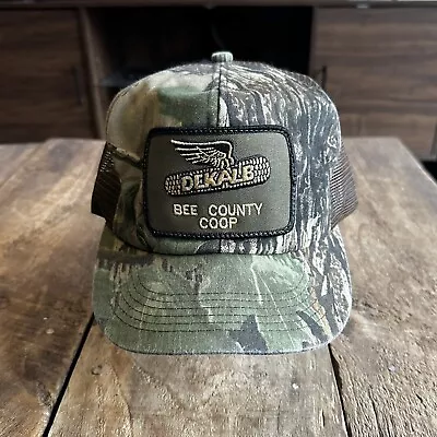 Vintage K Products DeKalb Realtree Camo Trucker Hat Snapback USA Farm Patch • $79.99