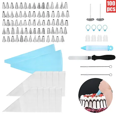 100PCS Cake Decorating Supplies Kit DIY Baking Supplies Icing Tips Tools Party • £5.99