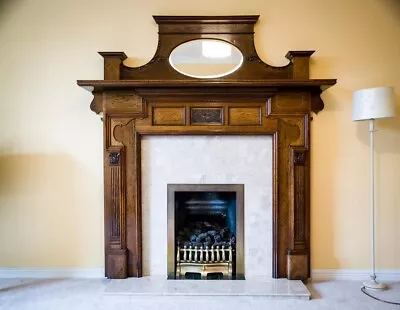 Decorative  Antique Inlaid Mahogany Antique Fire Surround With Mirror • £850