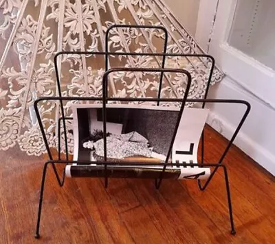 MCM Mid-Century Modern Metal Magazine Rack Holder  • $22