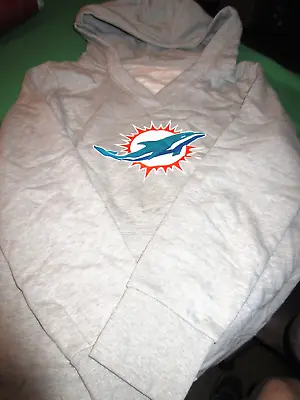 New Nfl Womens V Neck Miami Dolphins Hoodie Hooded Sweatshirt #13 Marino Gray Lg • $26.09