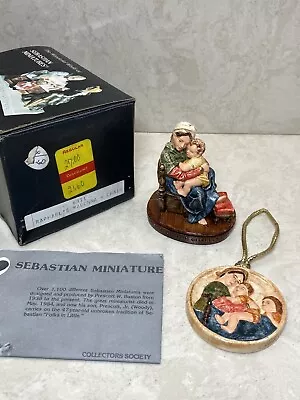 Lot Of 2 Sebastian Miniatures: MADONNA OF THE CHAIR FIGURINE And ORNAMENT W/Box • $11.99