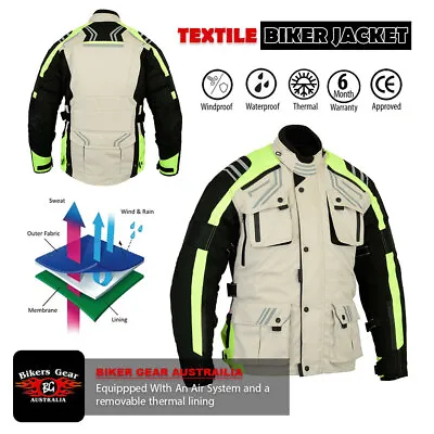 Australian Bikers Gear Men Motorcycle Motorbike Adventure Waterproof Jacket • $87.15