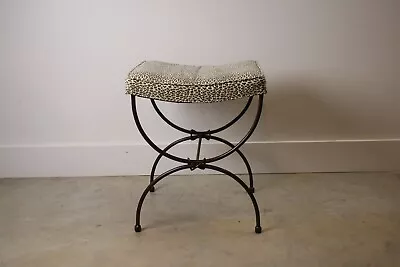 Vintage Vanity Stool Bench Iron Base With Leopard Print Seat • $160